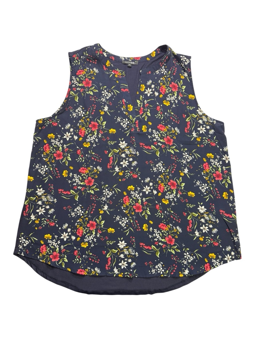PaperMoon Stitch Fix Sleeveless Floral Blouse Size 2X Navy Multi